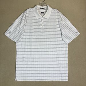 Nike Polo Shirt Mens XL‎ White Striped Tiger Woods Collection Golf Performance